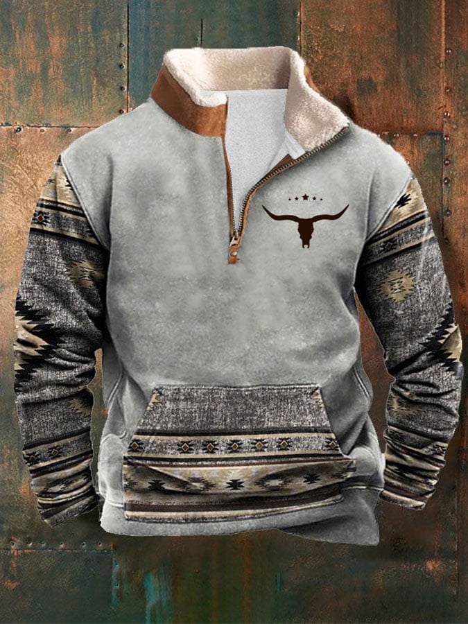 Fabio® | Felpa casual stampata in stile retro-western per uomo