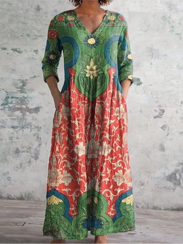 Gaia® | Maxi abito con stampa floreale vintage