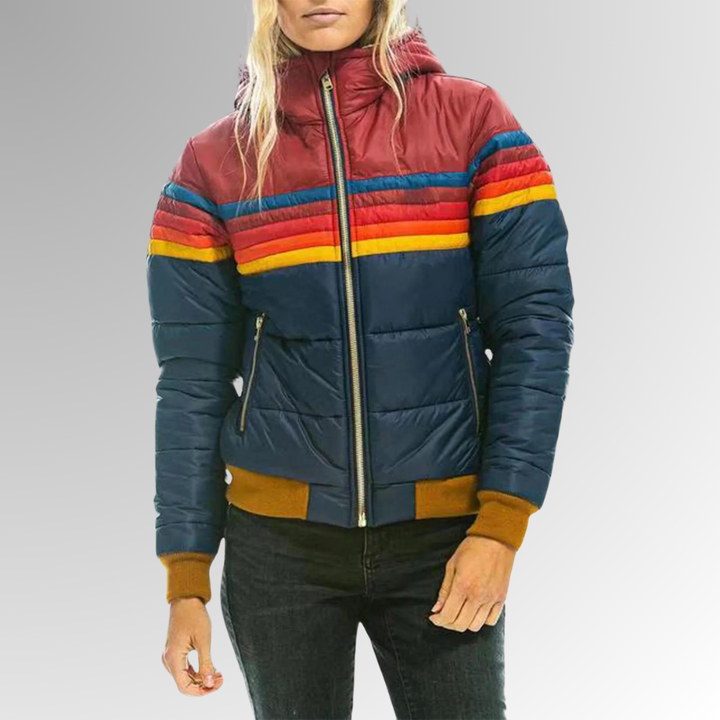 Tiziana®| Giacca con zip a righe arcobaleno