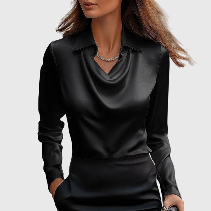 Ornella® | Blusa con lucentezza lussuosa e colletto a pieghe