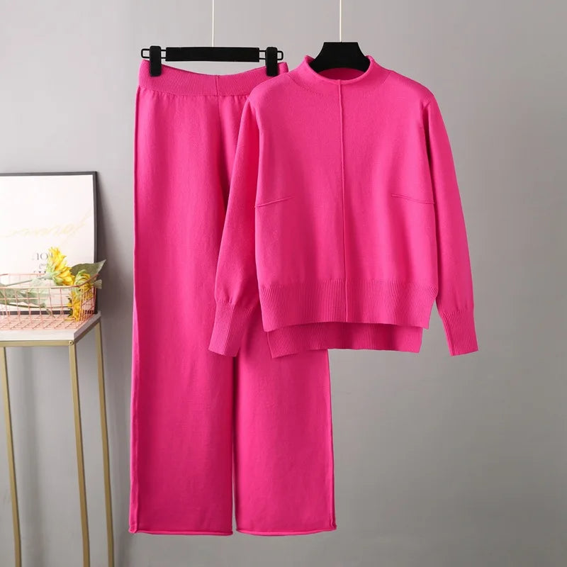 CAROLINE - SET DI PANTALONI E MAGLIONE OVERSIZED IN MAGLIA SPESSA E CALDA
