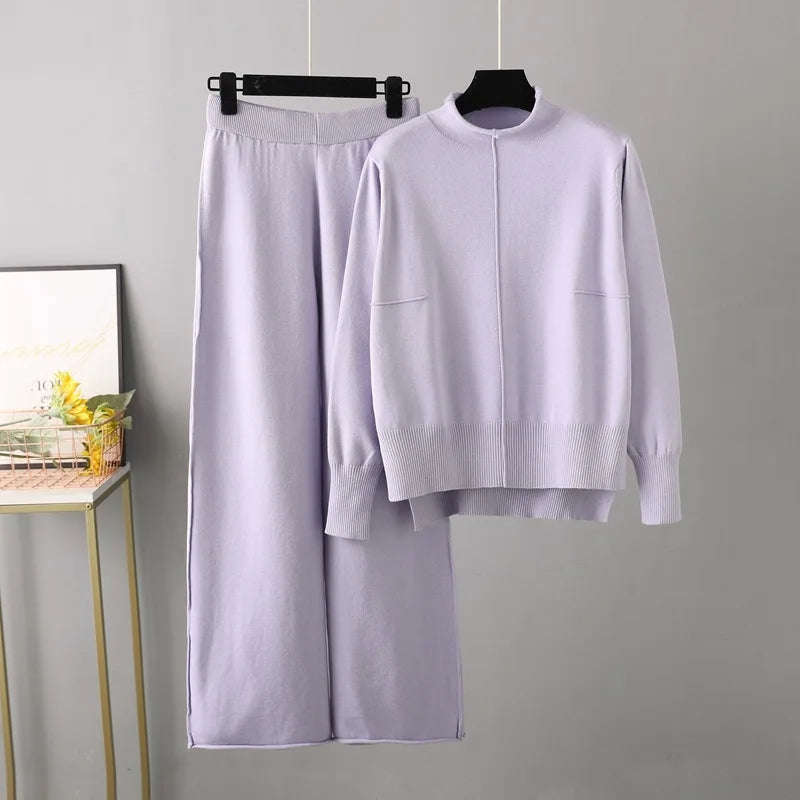 CAROLINE - SET DI PANTALONI E MAGLIONE OVERSIZED IN MAGLIA SPESSA E CALDA