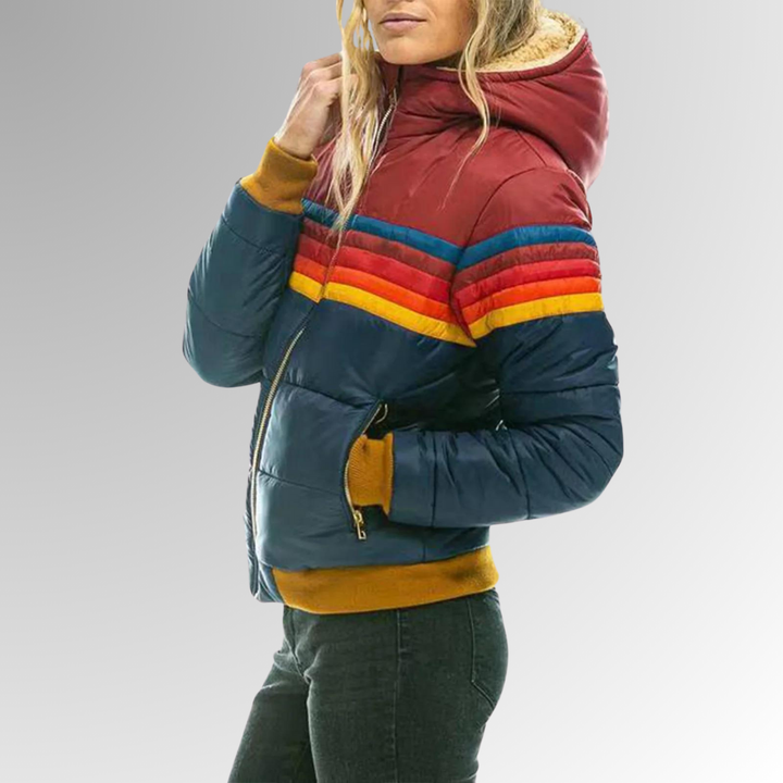 Tiziana®| Giacca con zip a righe arcobaleno