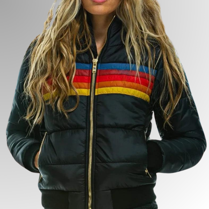Tiziana®| Giacca con zip a righe arcobaleno
