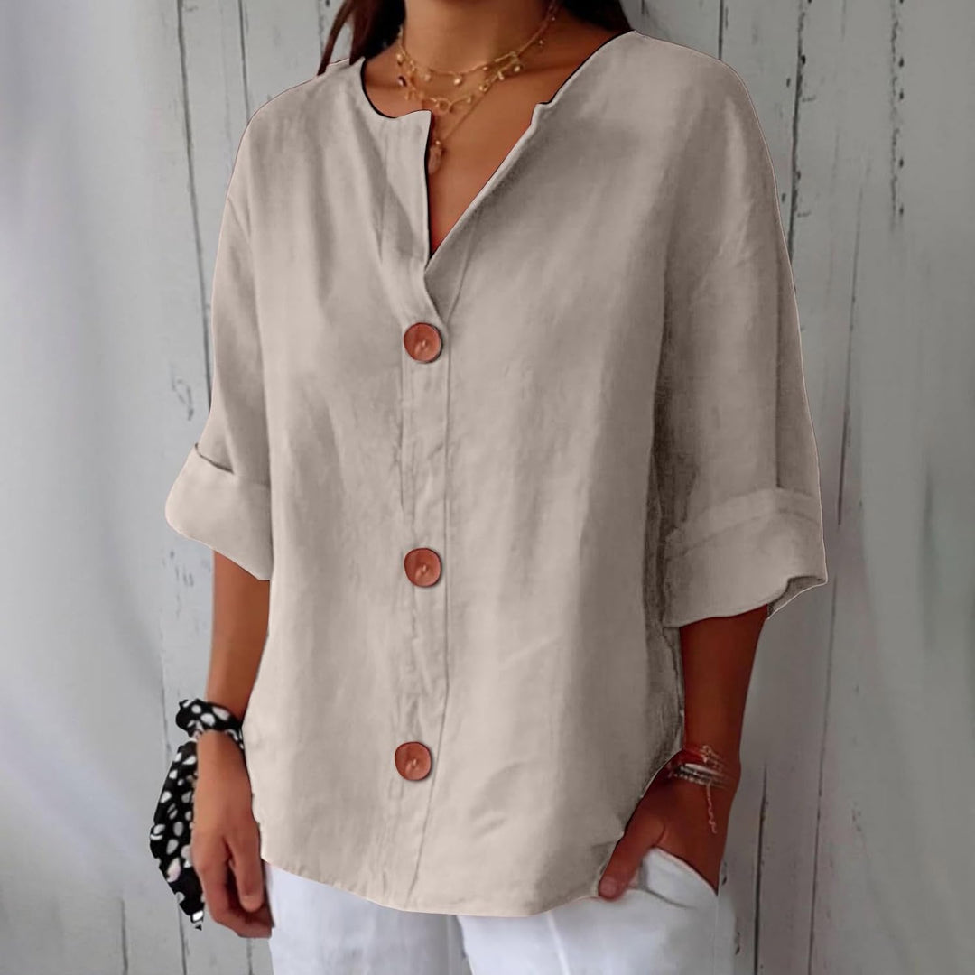 Loretta® | Blusa in lino rilassata per un'eleganza senza tempo