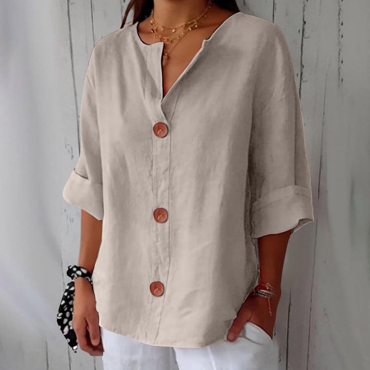 Loretta® | Blusa in lino rilassata per un'eleganza senza tempo