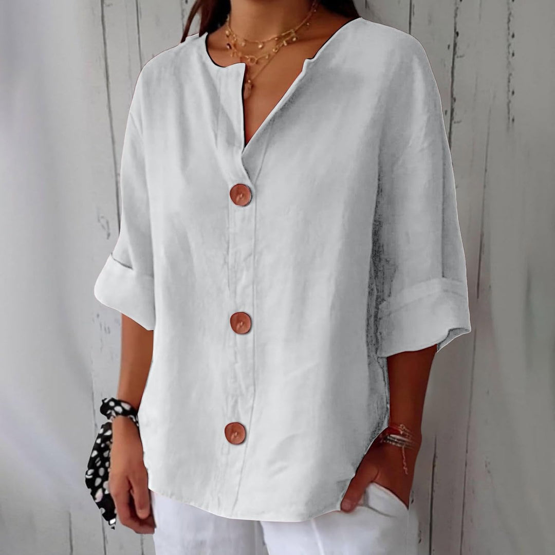 Loretta® | Blusa in lino rilassata per un'eleganza senza tempo