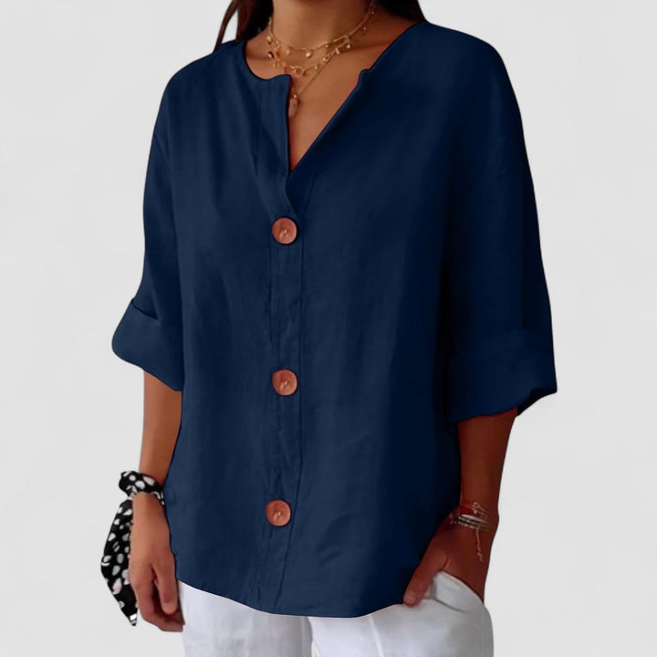 Loretta® | Blusa in lino rilassata per un'eleganza senza tempo