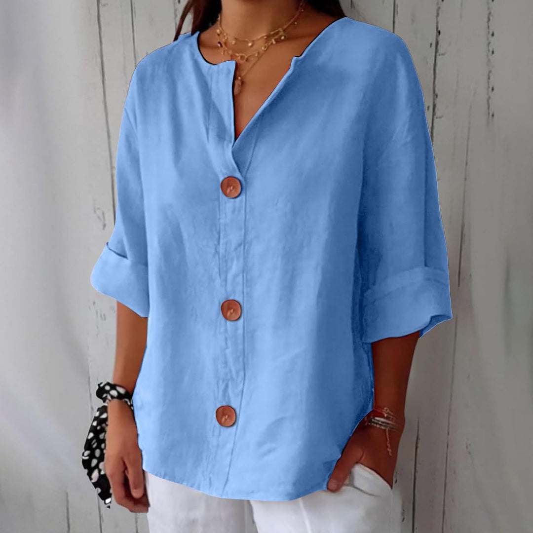 Loretta® | Blusa in lino rilassata per un'eleganza senza tempo