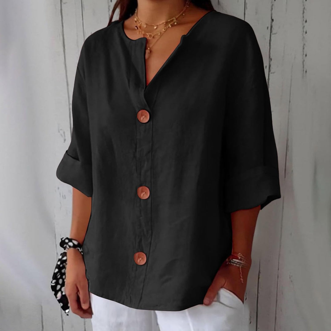 Loretta® | Blusa in lino rilassata per un'eleganza senza tempo