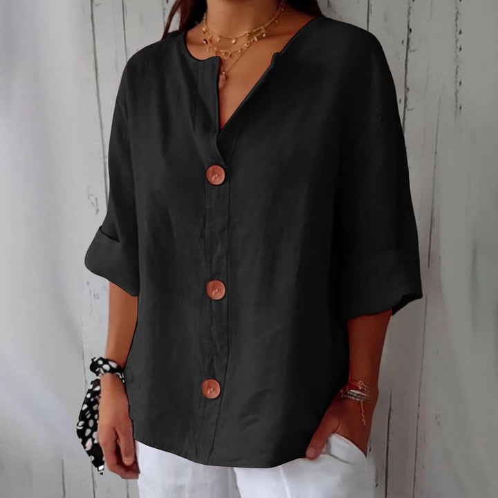 Loretta® | Blusa in lino rilassata per un'eleganza senza tempo