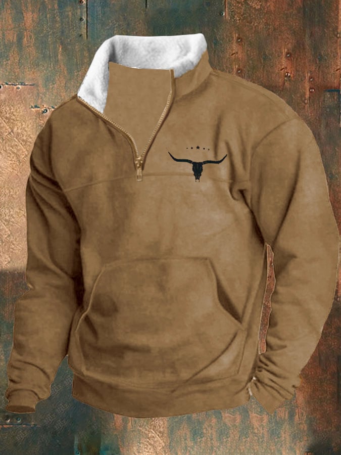 Luca® | Felpa con zip e colletto alto, maniche lunghe, stampa
