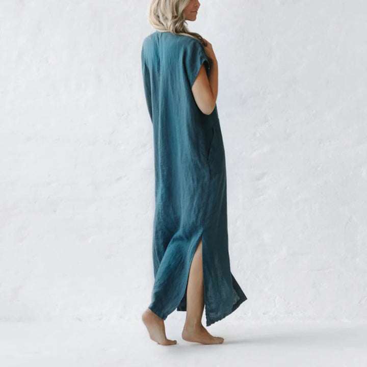 Betsy | Abito camicia minimalista senza maniche in lino