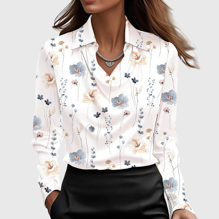 Ornella® | Blusa con lucentezza lussuosa e colletto a pieghe