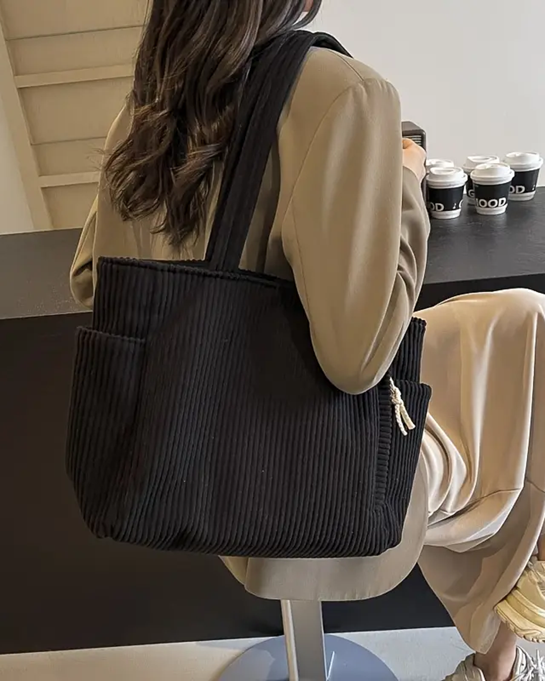 Marisa® | Borsa a tracolla a coste con dettaglio in corda