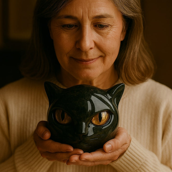 Paola® | Scultura di gatti neri in pietra