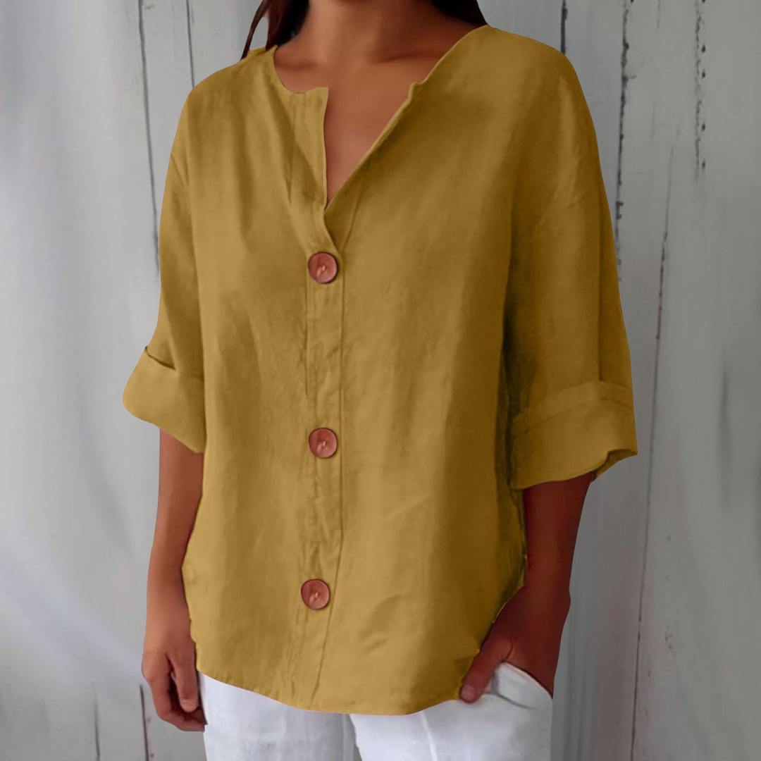 Loretta® | Blusa in lino rilassata per un'eleganza senza tempo