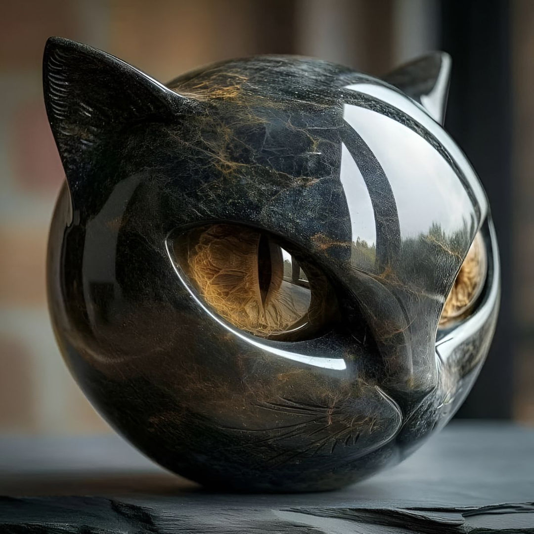 Paola® | Scultura di gatti neri in pietra