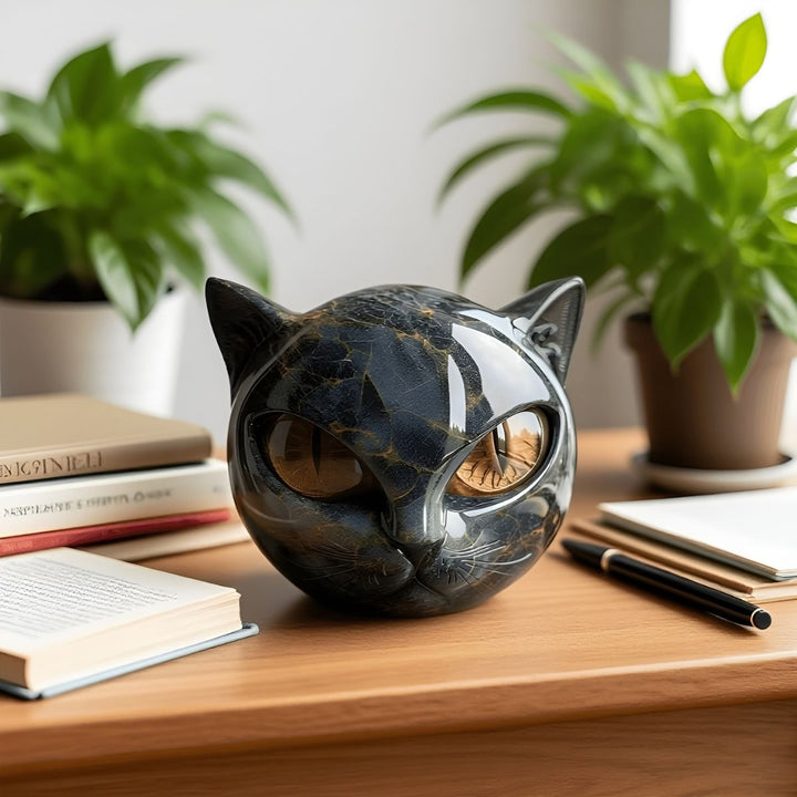 Paola® | Scultura di gatti neri in pietra