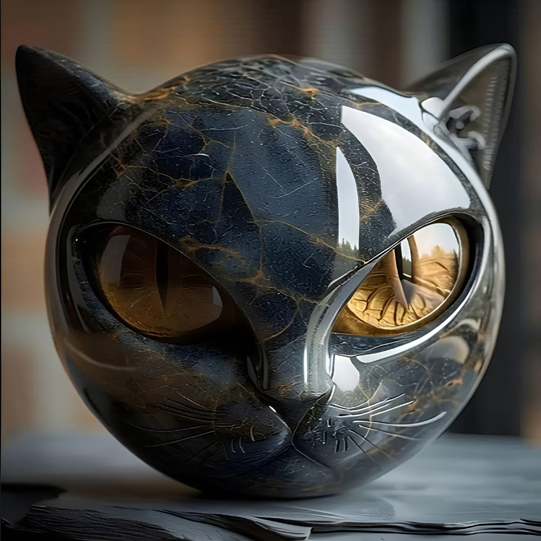 Paola® | Scultura di gatti neri in pietra