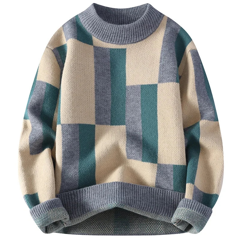 Marco® | Maglione a Collo Mock e Motivo a Quadri per Uomini