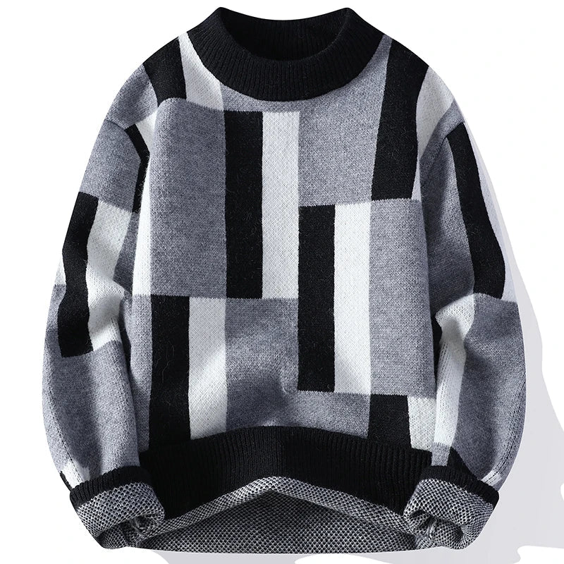 Marco® | Maglione a Collo Mock e Motivo a Quadri per Uomini