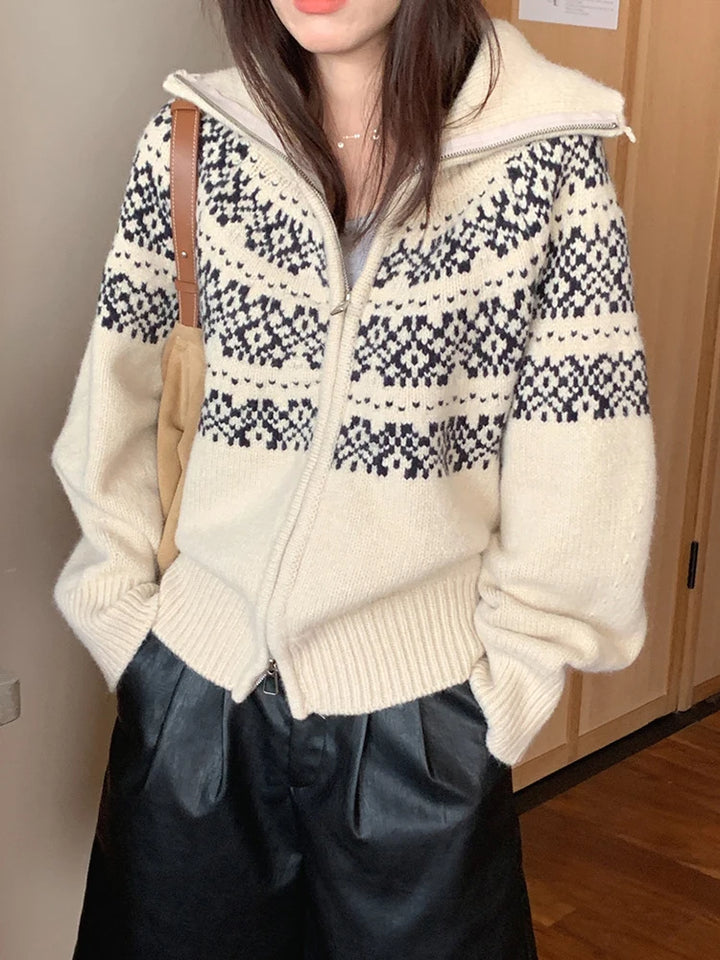 BORGHI® | Cardigan vintage in lana con zip