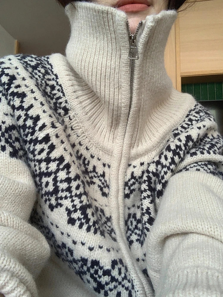 BORGHI® | Cardigan vintage in lana con zip