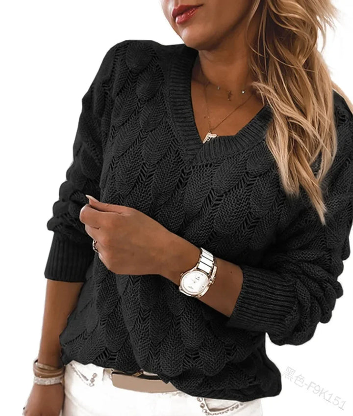 Livia® | Maglione Casual con Collo a V Ajouré