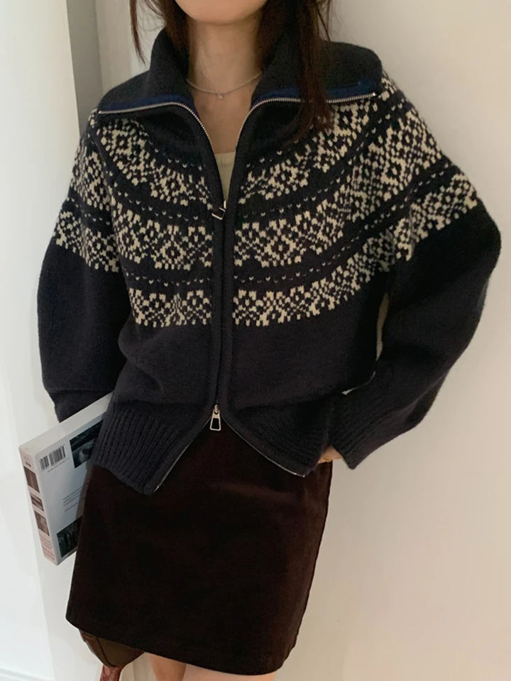 BORGHI® | Cardigan vintage in lana con zip