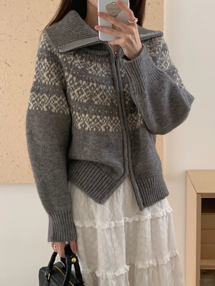 BORGHI® | Cardigan vintage in lana con zip
