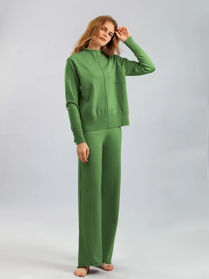 CAROLINE - SET DI PANTALONI E MAGLIONE OVERSIZED IN MAGLIA SPESSA E CALDA