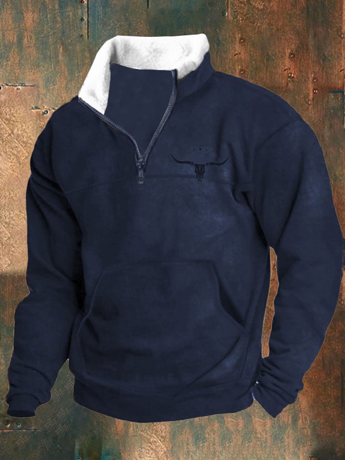 Luca® | Felpa con zip e colletto alto, maniche lunghe, stampa
