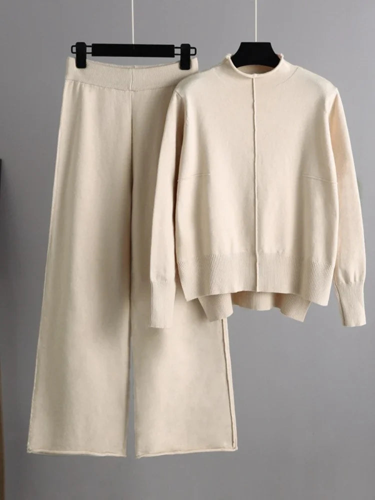 CAROLINE - SET DI PANTALONI E MAGLIONE OVERSIZED IN MAGLIA SPESSA E CALDA