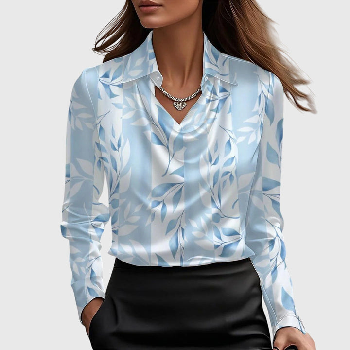 Ornella® | Blusa con lucentezza lussuosa e colletto a pieghe
