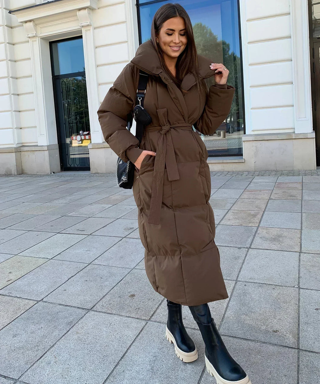 Bianca® | Cappotto invernale lungo con cintura