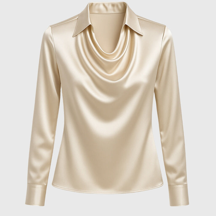 Ornella® | Blusa con lucentezza lussuosa e colletto a pieghe