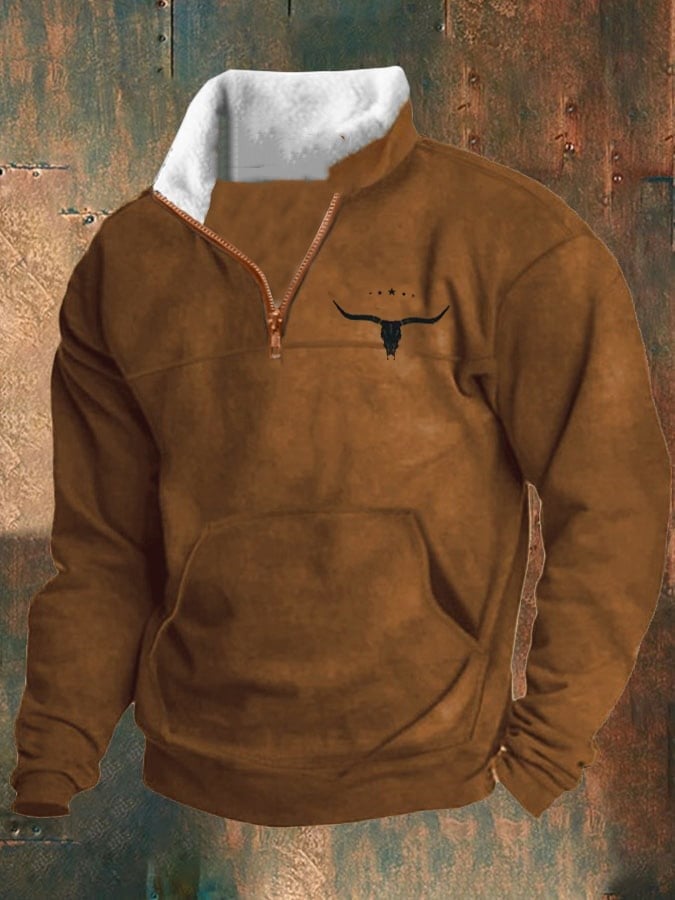 Luca® | Felpa con zip e colletto alto, maniche lunghe, stampa
