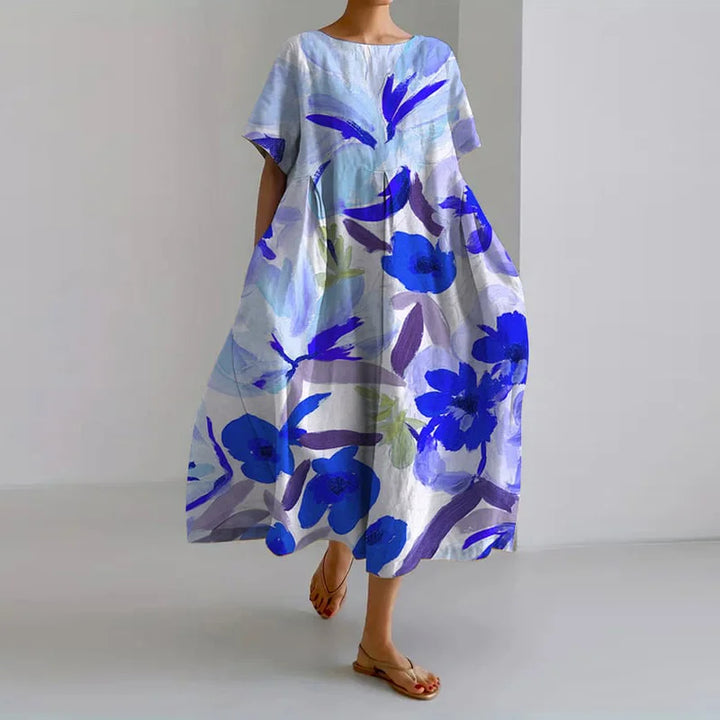 Gisella® | ABITO CON STAMPA FLOREALE E SCOLLO A V