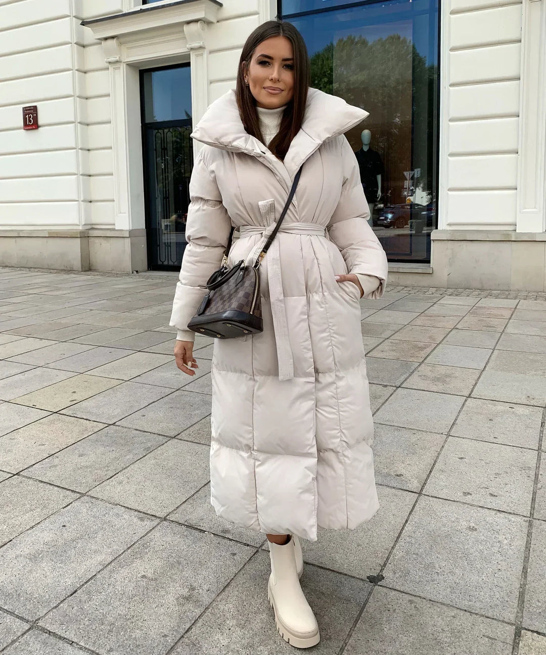 Bianca® | Cappotto invernale lungo con cintura