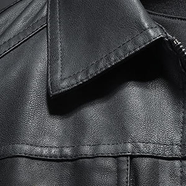 Tommaso® | Giacca in pelle da motociclista per uomo con colletto