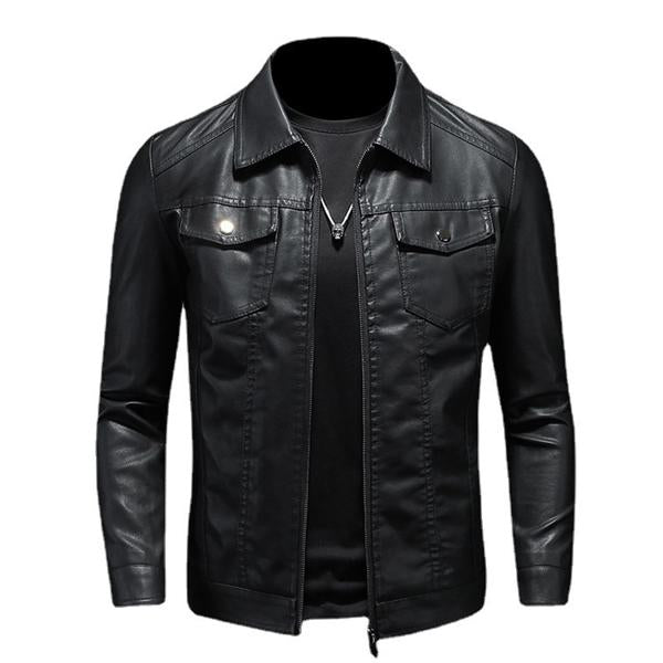 Tommaso® | Giacca in pelle da motociclista per uomo con colletto