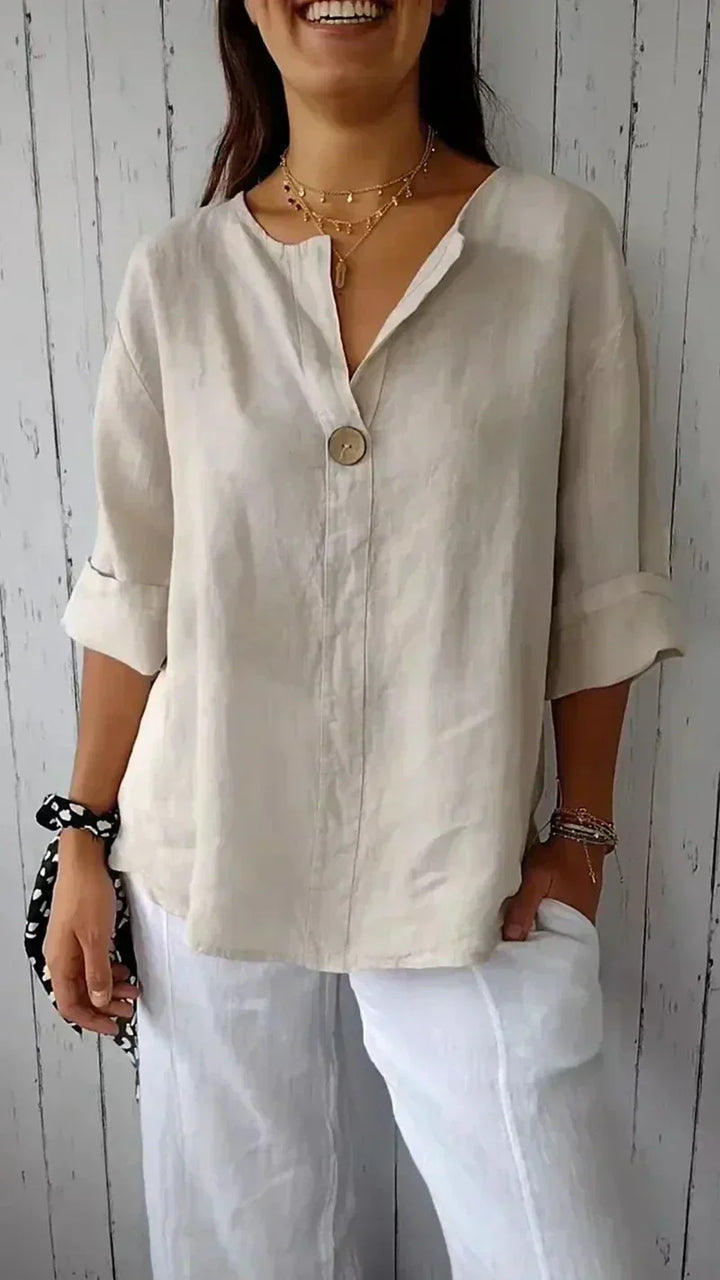 Serena™ - Camicia con Scollo a V e Maniche Medie