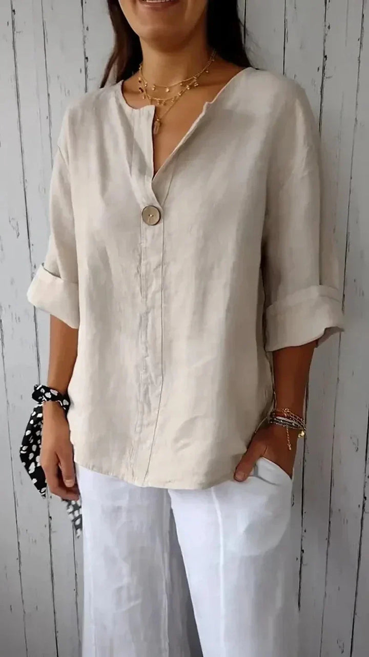 Serena™ - Camicia con Scollo a V e Maniche Medie