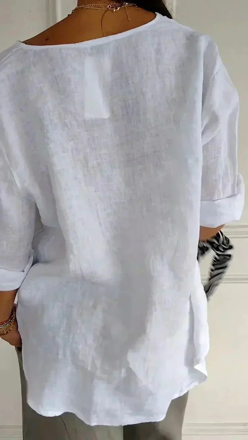 Serena™ - Camicia con Scollo a V e Maniche Medie