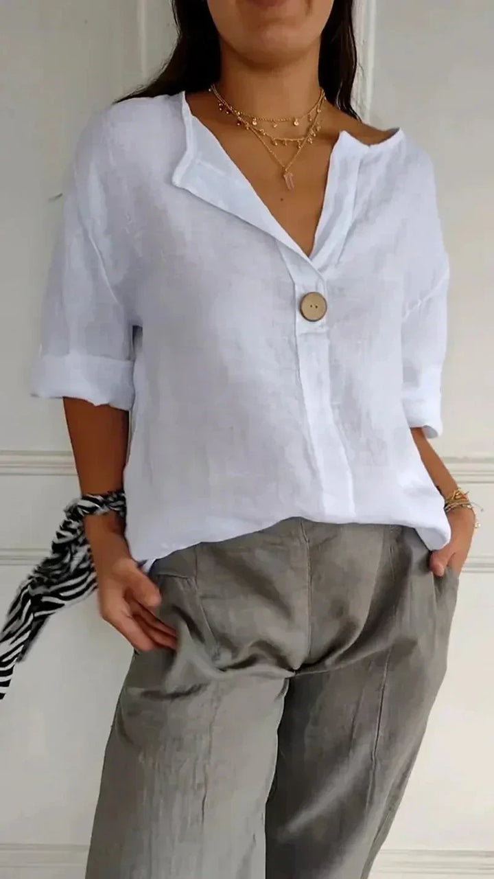 Serena™ - Camicia con Scollo a V e Maniche Medie