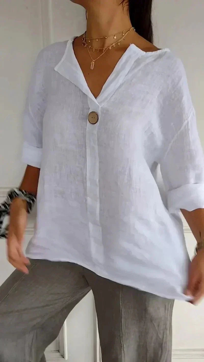 Serena™ - Camicia con Scollo a V e Maniche Medie