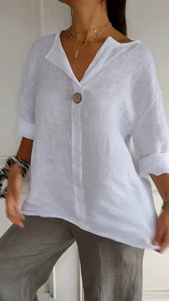 Serena™ - Camicia con Scollo a V e Maniche Medie