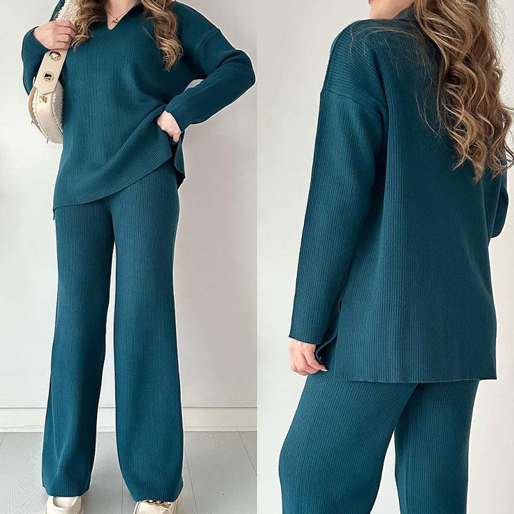 Aida® | Set Casual a Due Pezzi con Scollatura a V e Spacco