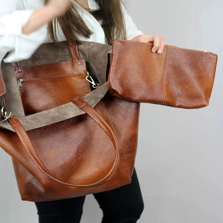 NOEMI | Borsa super spaziosa in pelle + portafoglio (GRATUITO)